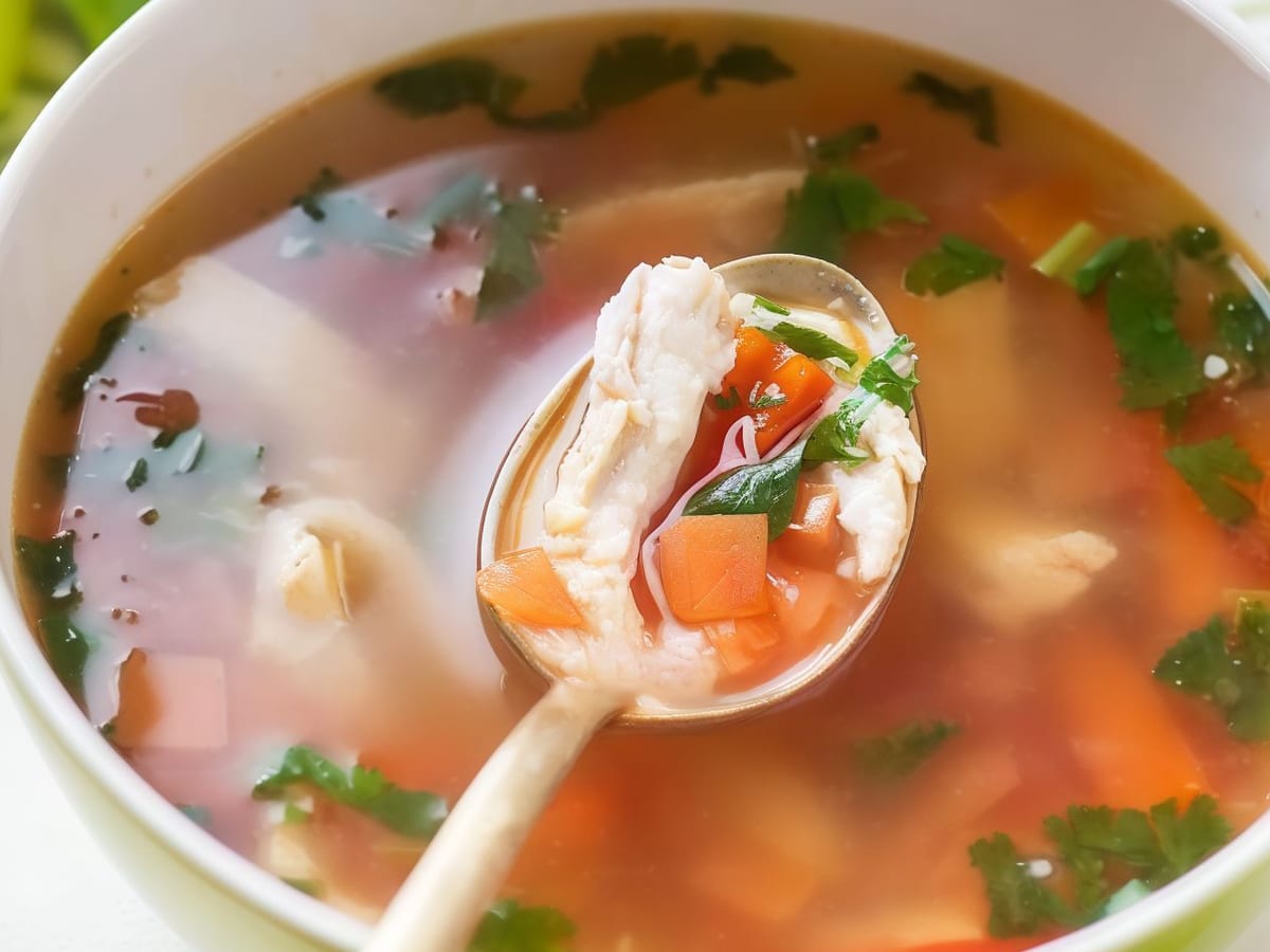 شوربة دجاج تايلندية — شوربة دجاج خفيفة وصافية مع عصير الليمون والفلفل الأخضر | Cock "N" Bull, Sharjah